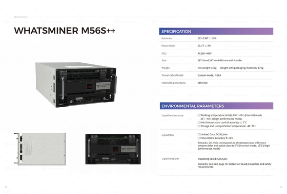 Hidro refrigerar de água refrigerando de MicroBT Whatsminer M56s 194t 222t M53s++ 22j/T