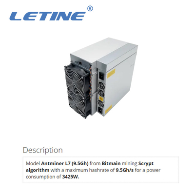 Consumo da máquina de mineração do doge de Bitmain Asic Antminer L7 9500Mh/s LTC de mineiro de 3425W Asic