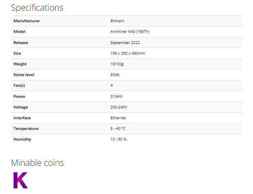 Algoritmo de Bitmain Antminer KA3 166 TH/s 3154W Kadena para o mineiro asic Pre-pedindo da rentabilidade do mineiro do blockchain de KDA