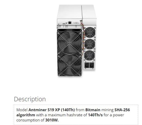 Os ethernet conectam mineiro da corrente de bloco de Antminer S19 XP do mineiro de Bitmain BTC o 140Th
