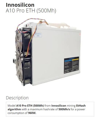 Pro 500Mh ETH Innosilicon Asic mineiro Ethereum 960W EtHash Algo de A10