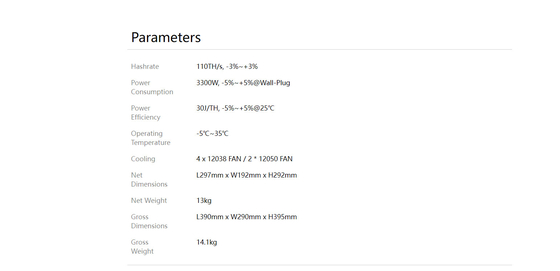Letine Canaan Avalonminer Avalon A1346 Hashrate alto 110T 3300Watts