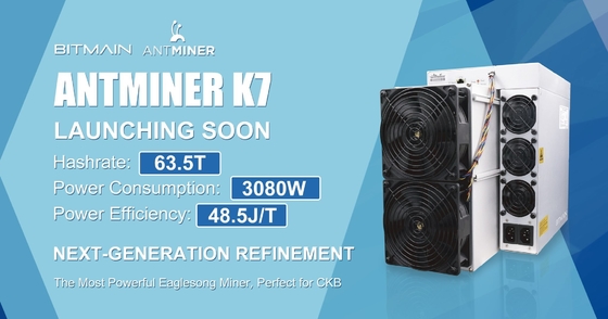 Mineiro 63.5Th 3080W Hashrate máximo 63.5Th/S de Bitmain Antminer K7 CKB Asic