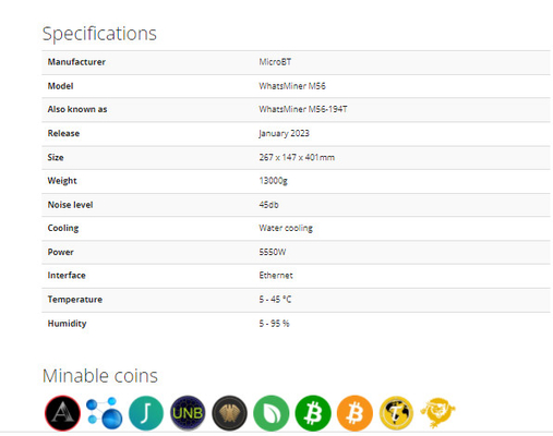 Hidro mineiro refrigerar de água refrigerando Whatsminer M56 188T 194T 212T BTC Bitcoin Asic