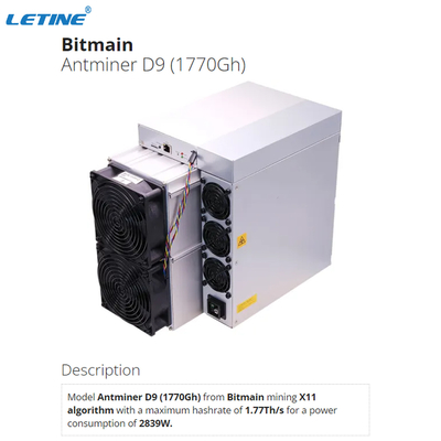 Mineiro poderoso novo do mineiro D9 X11 Asic do traço de Bitmain Antminer D9 1770G 2839W