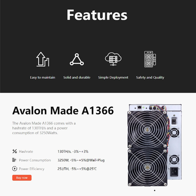 Mineiro With Power Supply de A1346 A1366 Canaan Avalon Miner 1346 110T Bitcoin