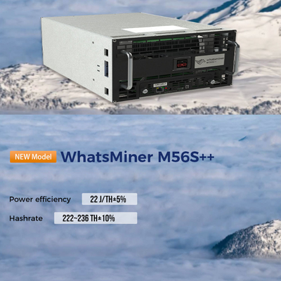 WhatsMiner M56S M56S++ MicroBT que mina o algoritmo SHA-256 com um hashrate máximo
