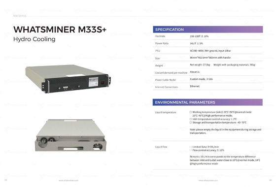 Hidro MicroBT refrigerando Whasminer M33s+ 218t 240t M53s++ 310t 328t