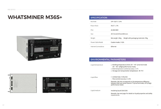 Hidro conexão refrigerando dos ethernet de MicroBT Whatsminer M36s 174t 222t para refrigerar industrial