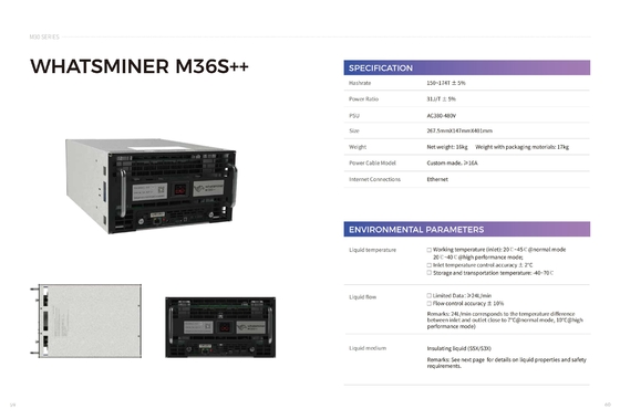 Hidro conexão refrigerando dos ethernet de MicroBT Whatsminer M36s 174t 222t para refrigerar industrial