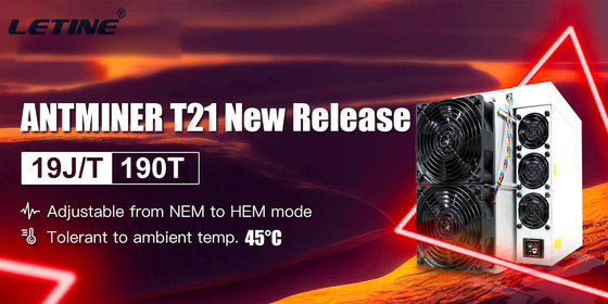 Antminer T21 Bitcoin Asic Miner BTC/BCH/BSV SHA256 Miner de refrigeração por ar 190T 3610W 19.0J/T