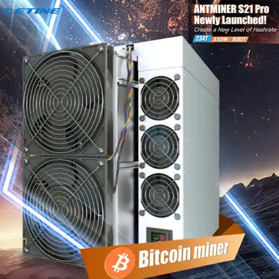 Novo Bitmain Antminer S21Pro 234TH/S 15W Crypto Miner S21 Pro 234T S21 200T Máquina de mineração de Bitcoin