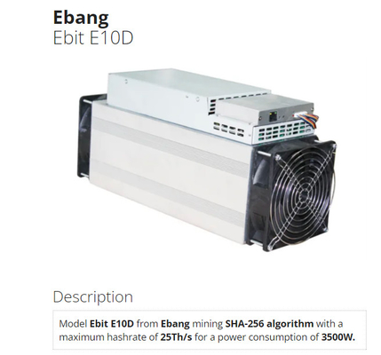 Relação 75db SHA-256 de 3500 ethernet de Ebit E10D 25T do watt