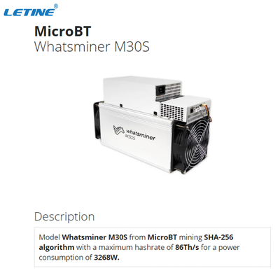 Algoritmo 3268W M31S M32S M21S de M30S MicroBT Whatsminer M31S+ 86Th/S SHA-256