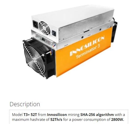 Mineiro SHA-256 de T3+ 39T 43T 50T 52T 57T Innosilicon Asic