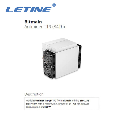 Dispositivo de alta qualidade T19 86T 88T da mineração de Bitmain Asic Antminer T19 84T BTC