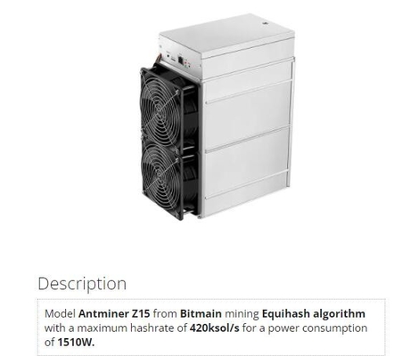 ZEC ZEN Mining Equihash Asic Miner Bitmain rentável Antminer Z15 420ksol