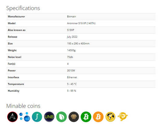 Algoritmo Bitmain Asic Antminer de Letine 141Th 3010W Asic Bitmain Antminer S19 XP SHA-256