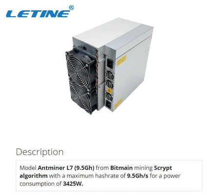Mineiro 3425W 75db de Nicehash 9.5Gh Antminer L7 para minar Dogecoin e moeda de LTC