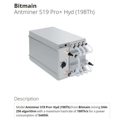 a 198Th hidráulica de Antminer S19 Pro+ do mineiro de 5445W J0-10 Asic molha refrigerar