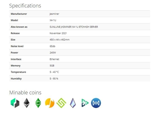 máquinas de mineração de 240W Ethash Asic