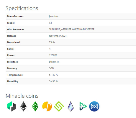 Mineiro asic cripto de JASMINER X4 2.5GH 5GB ETH etc. 1200W ETCHASH ETHHASH