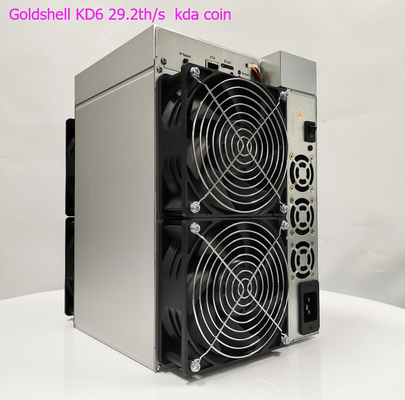 hashrate 29.2Th/s do goldshell KD6 de Goldshell que mina o algoritmo de Kadena um consumo de potência de 2630W.